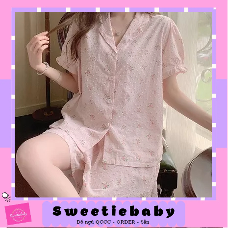 𝑺𝒘𝒆𝒆𝒕𝒊𝒆𝒃𝒂𝒃𝒚 SET BỘ NGỦ THÔ HỒNG NHẠT CỘC TAY QUẢNG CHÂU rẻ nhất shopee