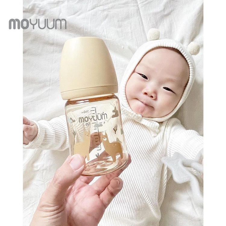 Combo Bình sữa MOYUUM nhựa PPSU 170ml (núm 0-3m) và 270ml (núm 2-5m) phiên bản Lạc đà vàng