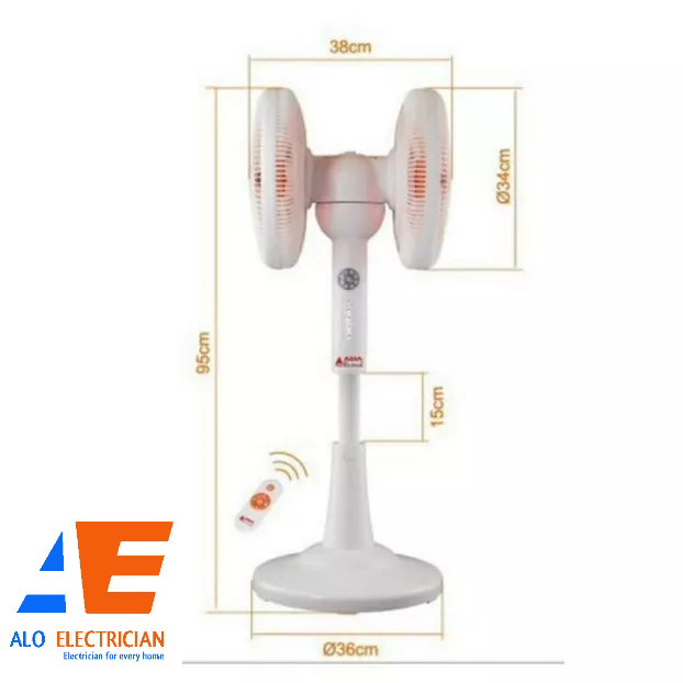 Quạt cây Asia quay 360 độ bảo hành chính hãng 2 năm - Quạt 2 đầu QC12-360 siêu êm, mát và sang trọng