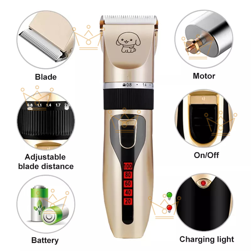 Tông đơ cạo cắt lông cho chó mèo Hàng Full Box - Kèm 8 phụ kiện
