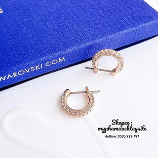 Sẵn - khuyên tai swarovski stone hoop màu vàng hồng - bông tai swa đá lisa blackpink