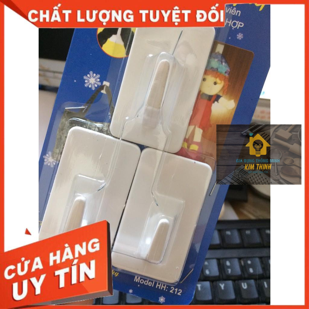 1 vỉ 3 móc dán tường chịu lực 3,5kg siêu dính Hòa Hợp(loại to)