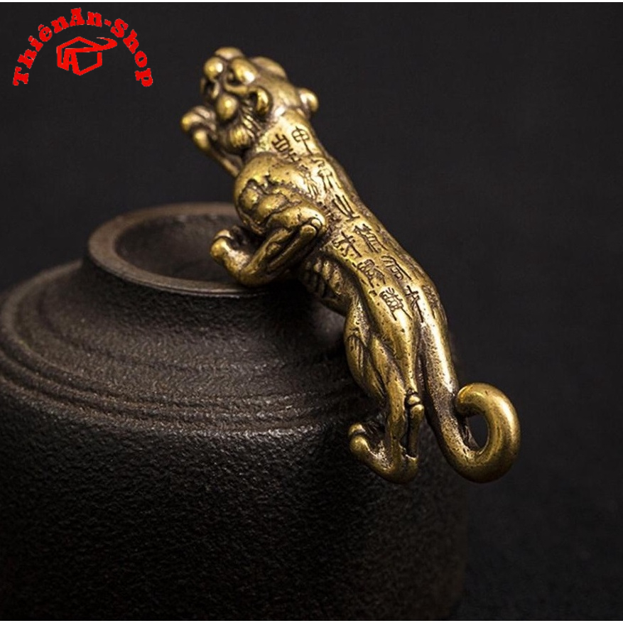 Tượng hổ răng kiếm bằng đồng thau MINI - Tượng trang trí - móc chìa khóa, phụ kiện tiểu cảnh, trang trí bonsai...