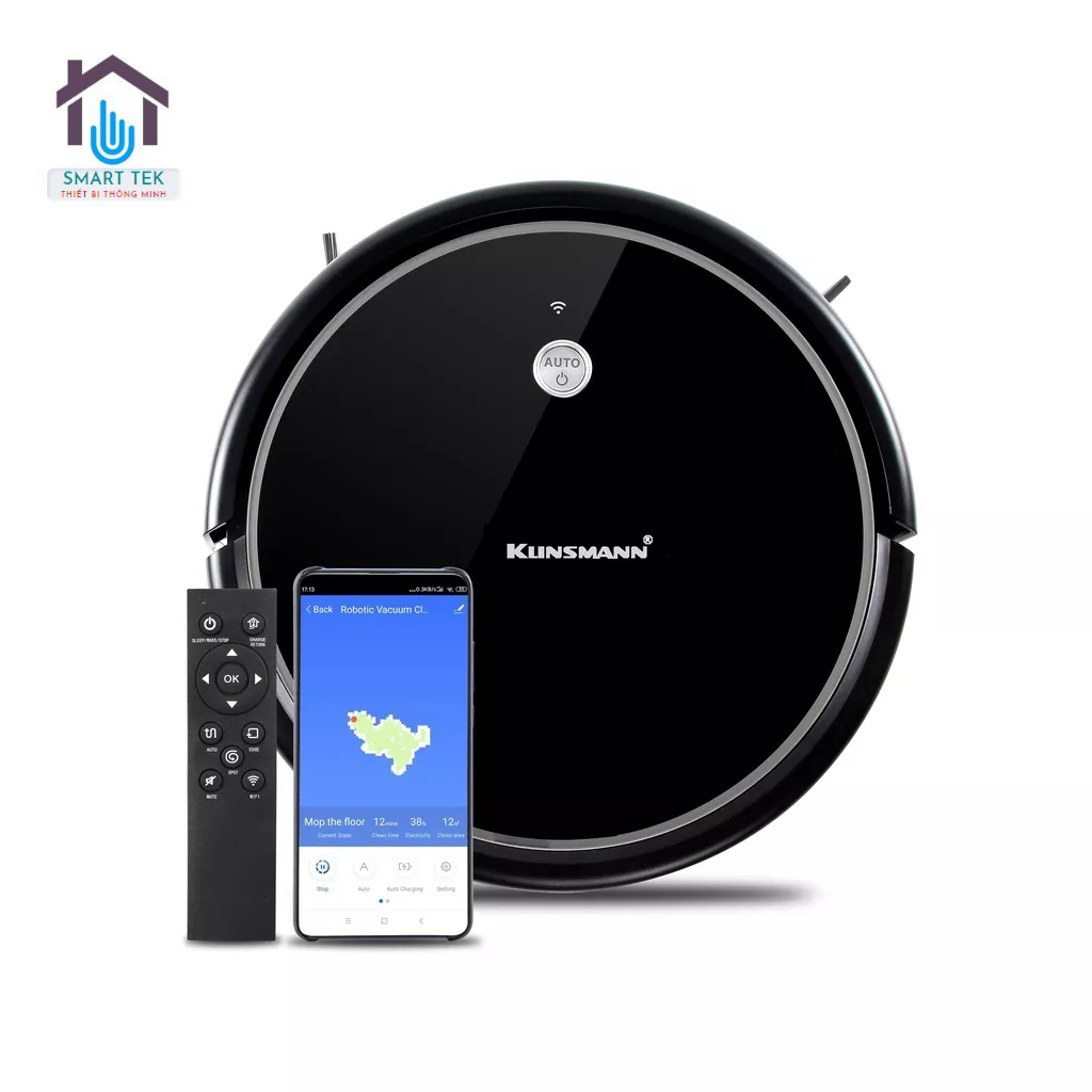 Robot hút bui lau nhà K185 Wifi Tuya, Điều khiển qua điện thoại App Smart Life, Có hỗ trợ tiếng Việt