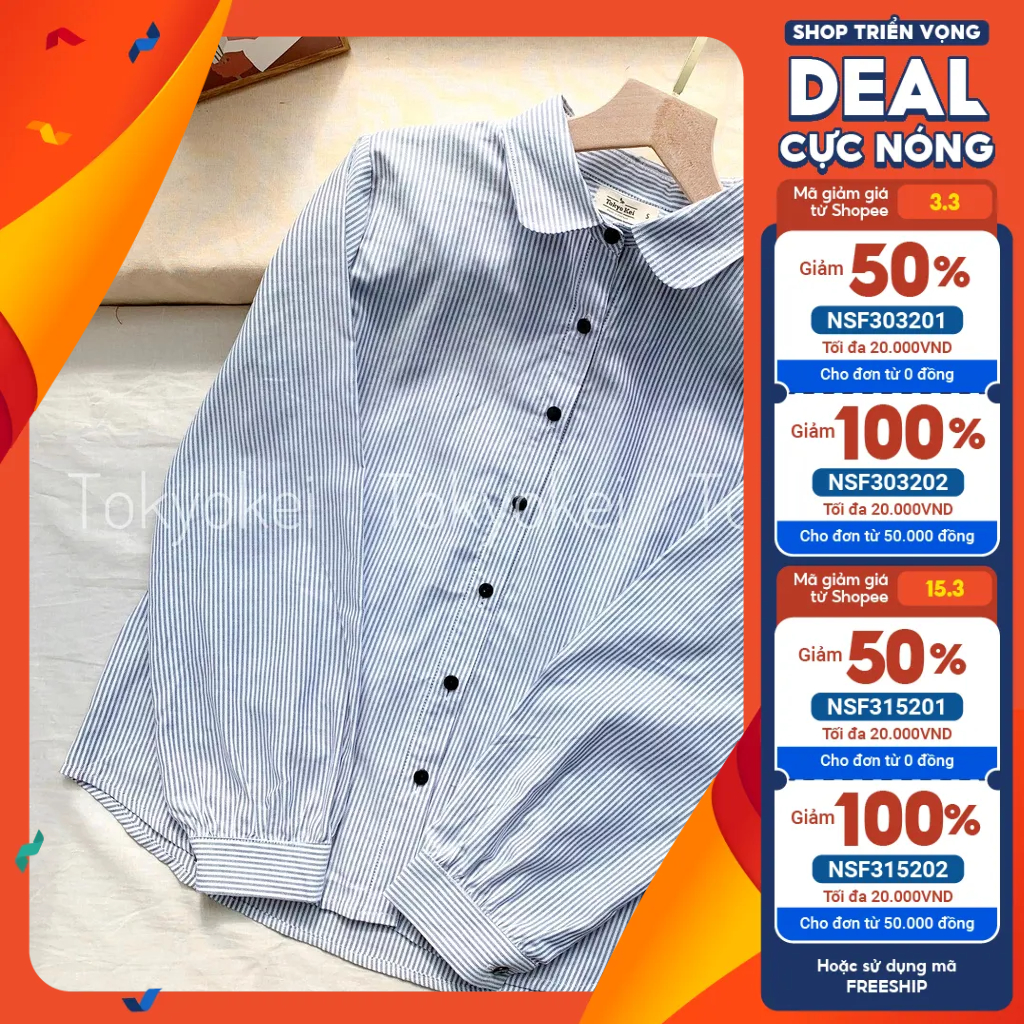 Áo sơ mi nữ kẻ Tokyokei TAH158 chất liệu Linen kiểu dáng công sở thanh lịch