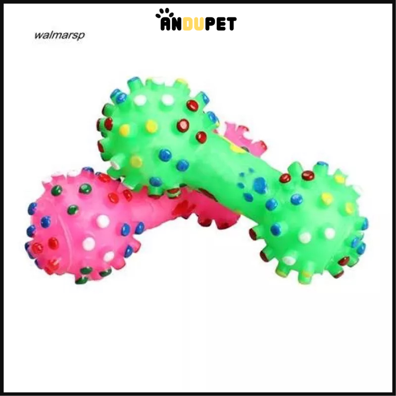 Xương gặm cao su kêu bíp bíp hình quả tạ, đồ chơi cho chó mèo