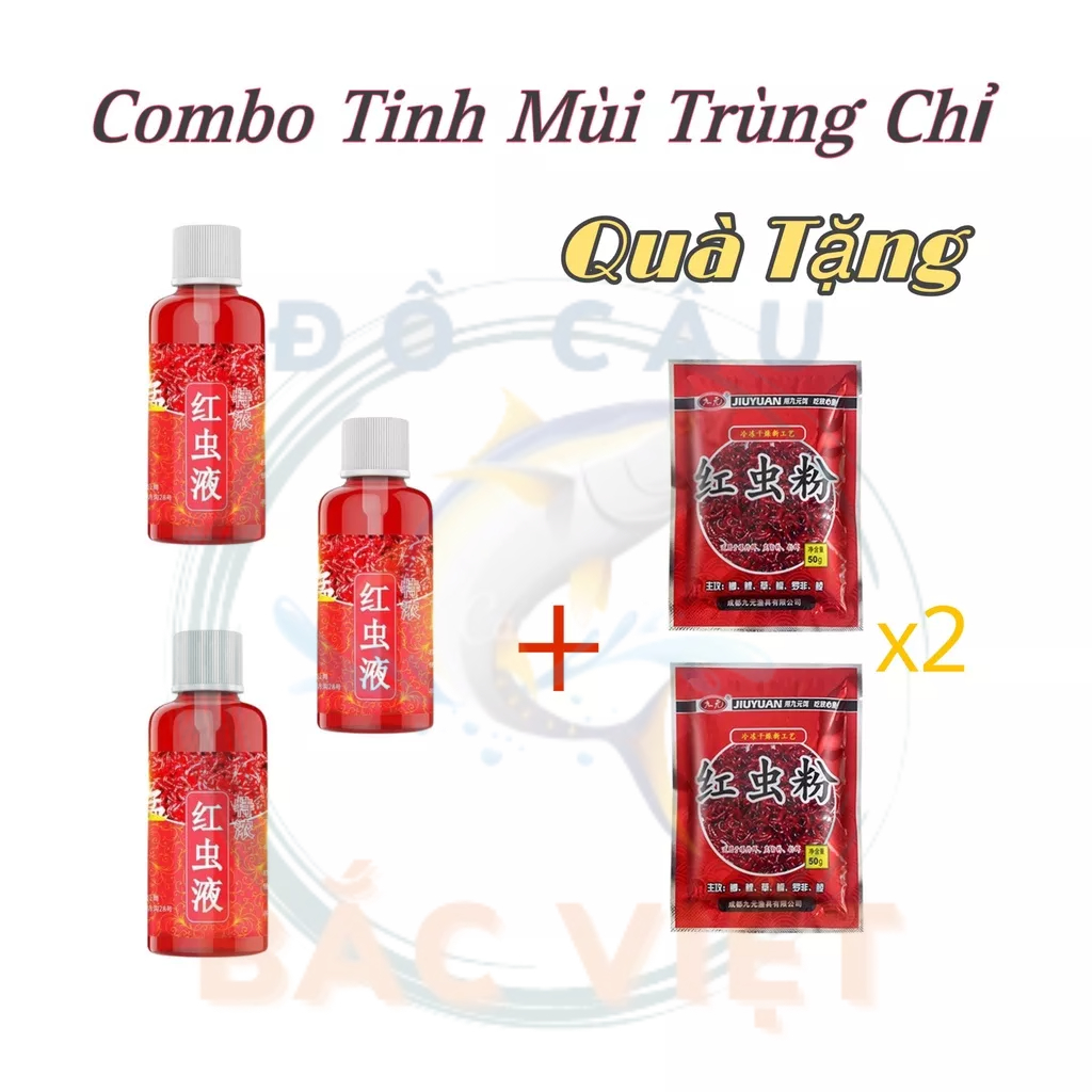 Bộ 3 chai tinh mùi trùn chỉ siêu nhậy mồi câu cá chuyên câu chép diếc rô tặng kèm 2 gói bột trùng chỉ cao cấp