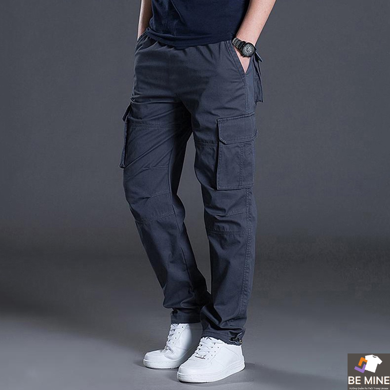 Quần Kaki Nam Ống Suông Cạp Chun Phối Túi Lính Chất Liệu Mềm Mại Phong Cách Ngầu Bụi Bặm BEMIE MEN QUAN 049