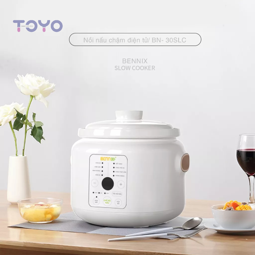Nồi nấu chậm điện tử Nồi hầm cháo 8 chức năng cho bé, nồi ninh cháo, ninh xương, nồi nấu chậm Bennix