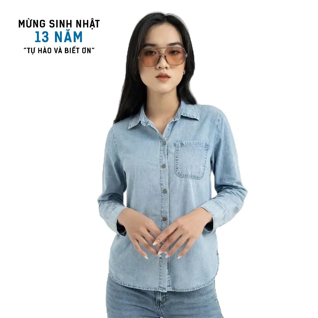 Áo Sơ Mi Jeans Nữ Genviet TA123J8076