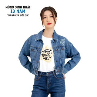 Áo khoác jeans nữ genviet jeans thời trang khoác bò croptop thụng xk124j2072