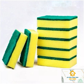 Miếng cọ rửa chén bát xanh vàng tiện dụng - Miếng bọt biển cọ rửa xong nồi