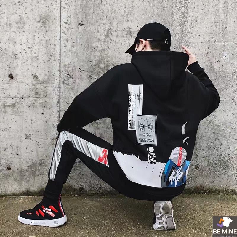 Áo Hoodie Nón Chui Trùm Đầu Nữ Nam Unisex Chất Vải Nỉ Poly 1 Túi WAH060