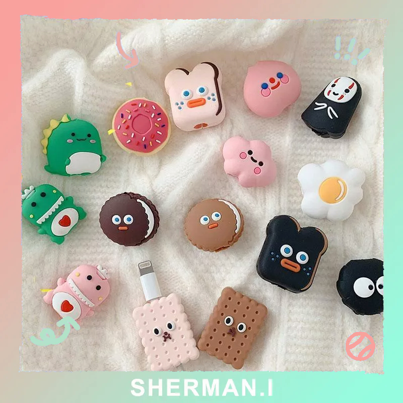 Vỏ bảo vệ cáp dữ liệu Bánh mì dễ thương Đám mây Quái vật nhỏ Phim hoạt hình-SN