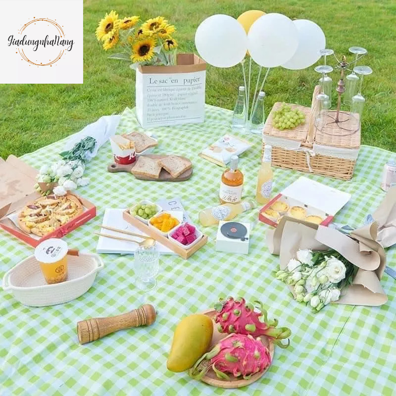 Thảm dã ngoại picnic hoạt tiết, thích hợp đi du lịch, đi phượt chụp ảnh, bạt trải cắm trại gấp gọn chống tấm cực tốt