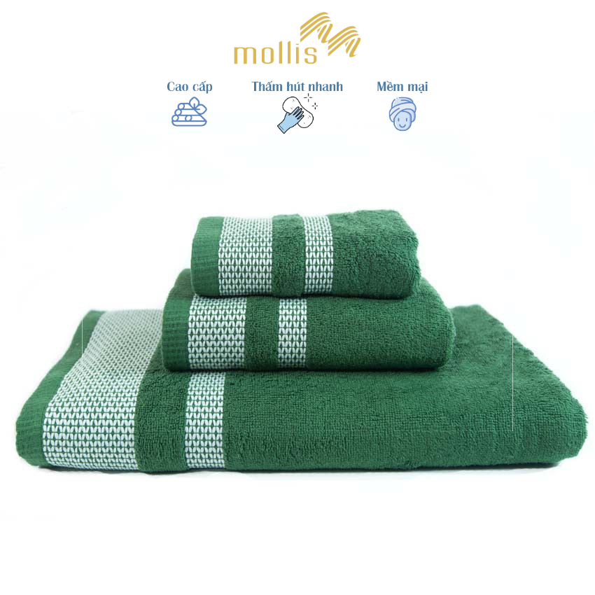 Khăn Tắm Mollis Cotton BM1K 70x140cm Chuyên Dùng Khách Sạn, Spa