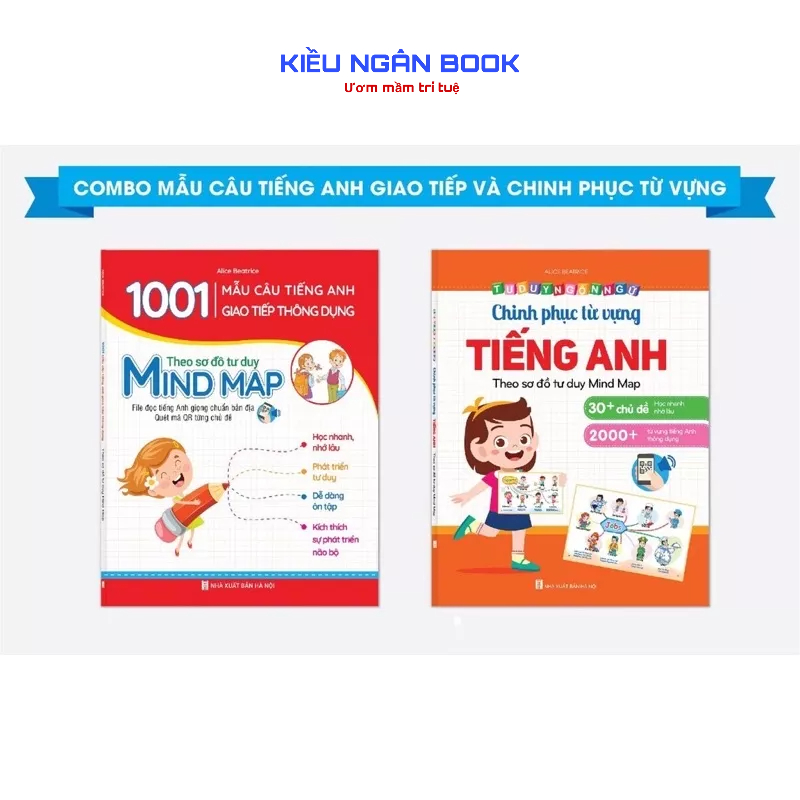 Sách - Combo Mindmap Chinh Phục Từ Vựng Tiếng Anh Theo Sơ Đồ Tư Duy Mind Map - 1001 Mẫu Câu Tiếng Anh Giao Tiếp