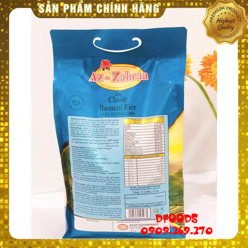 Gạo Ấn Độ Basmati Rice 5kg ngừa tiểu đường, giảm cân