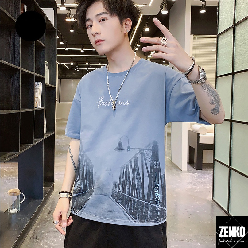 Áo Thun Phông Nam Tay Ngắn Cổ Tròn Họa Tiết Cây Cầu Trong Màn Sương In Chữ
Trang Trẻ Trung Cá Tính Zenkonam MEN TOP 203