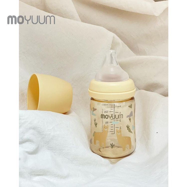 Combo Bình sữa MOYUUM nhựa PPSU 170ml (núm 0-3m) và 270ml (núm 2-5m) phiên bản Lạc đà vàng