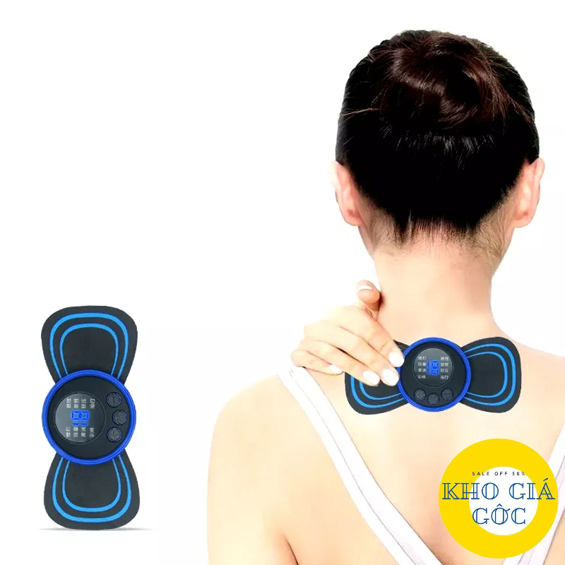 Miếng dán massage xung điện cổ vai gáy, bắp tay, lưng 8 chế độ mát-xa, sạc điện - Máy massage mini toàn thân khogiagpc