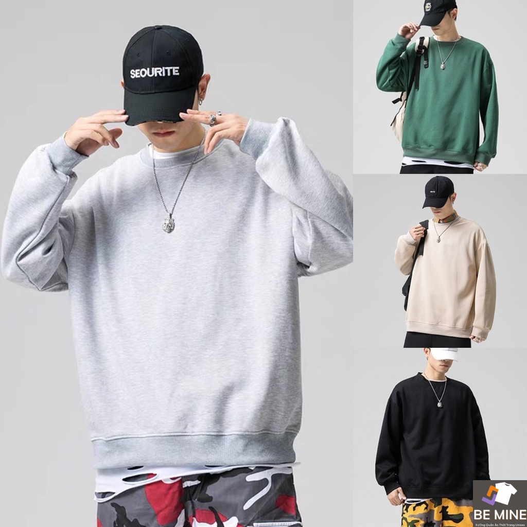 Áo Sweater Cổ Tròn Dài Tay Nữ Nam Unisex Chất Vải Nỉ Poly Trơn WAW006