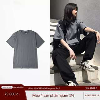 Áo thun Nelly ngắn tay trơn cổ tròn màu Xám 19 áo phông