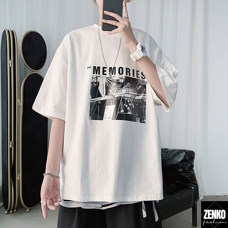 Áo Hè Thun Nam Áo Tay Ngắn Cổ Tròn MEMORIES Phối Quần Short Đùi ZENKONAM MEN TOP 201