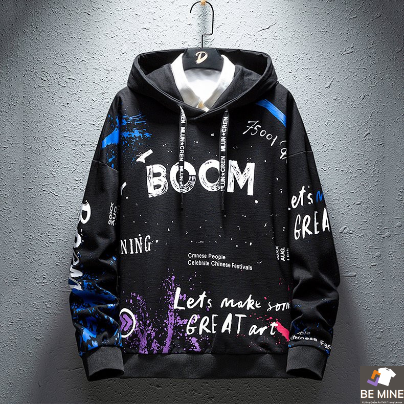 Áo Hoodie Nón Chui Trùm Đầu Nữ Nam Unisex Chất Vải Nỉ Poly Boom WAH046