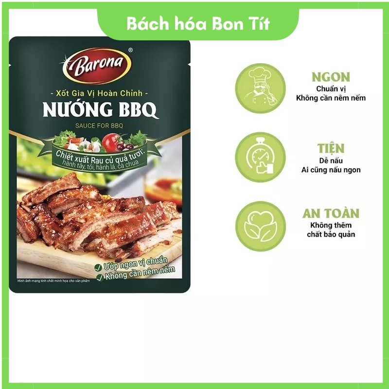 Xốt Nướng BBQ Barona Hoàn Chỉnh, Sốt Sườn Nướng 80g