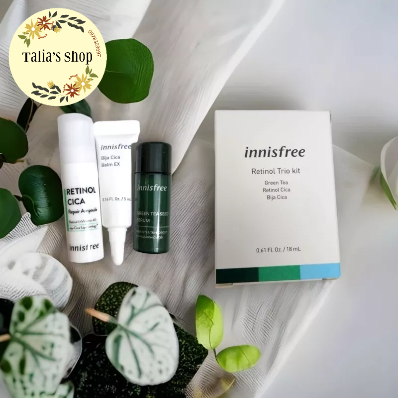 Bộ sản phẩm dưỡng ẩm và phục hồi da Innisfree Retinol Trio Kit