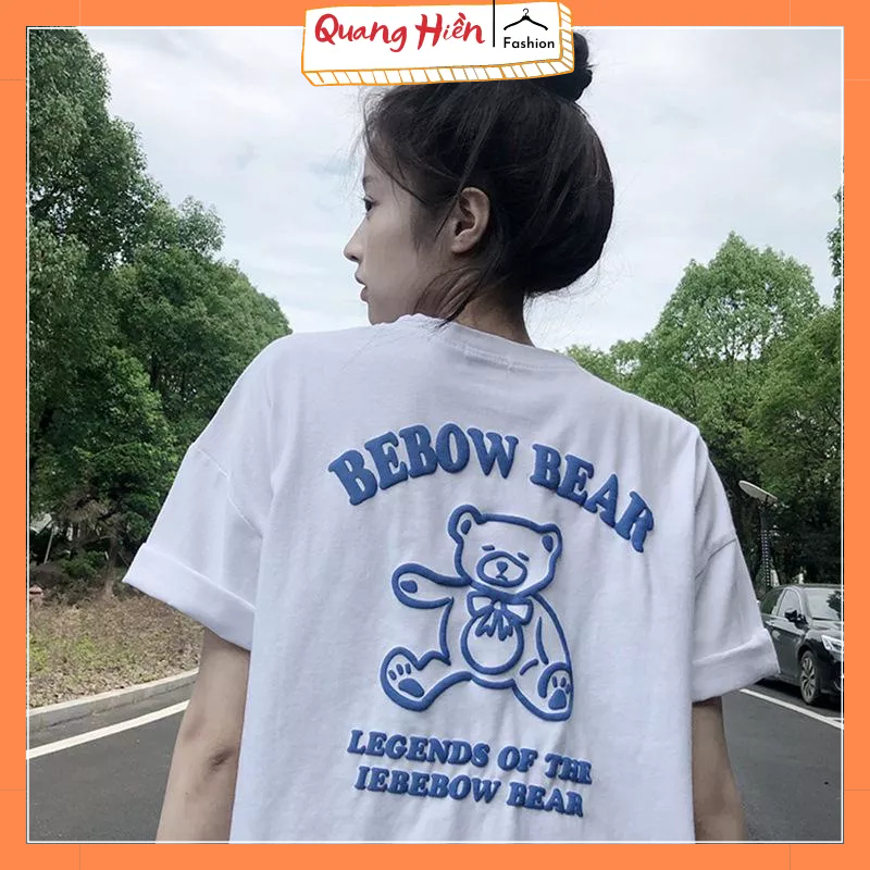 Áo thun nữ form rộng in Gấu chữ nổi chất liệu 100% cotton thoáng mát MS6710