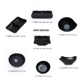 Chén Chấm Nhựa Melamine Đen Nhám