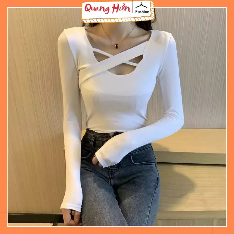 Áo thun nữ dài tay 2 vạt chéo MS6833