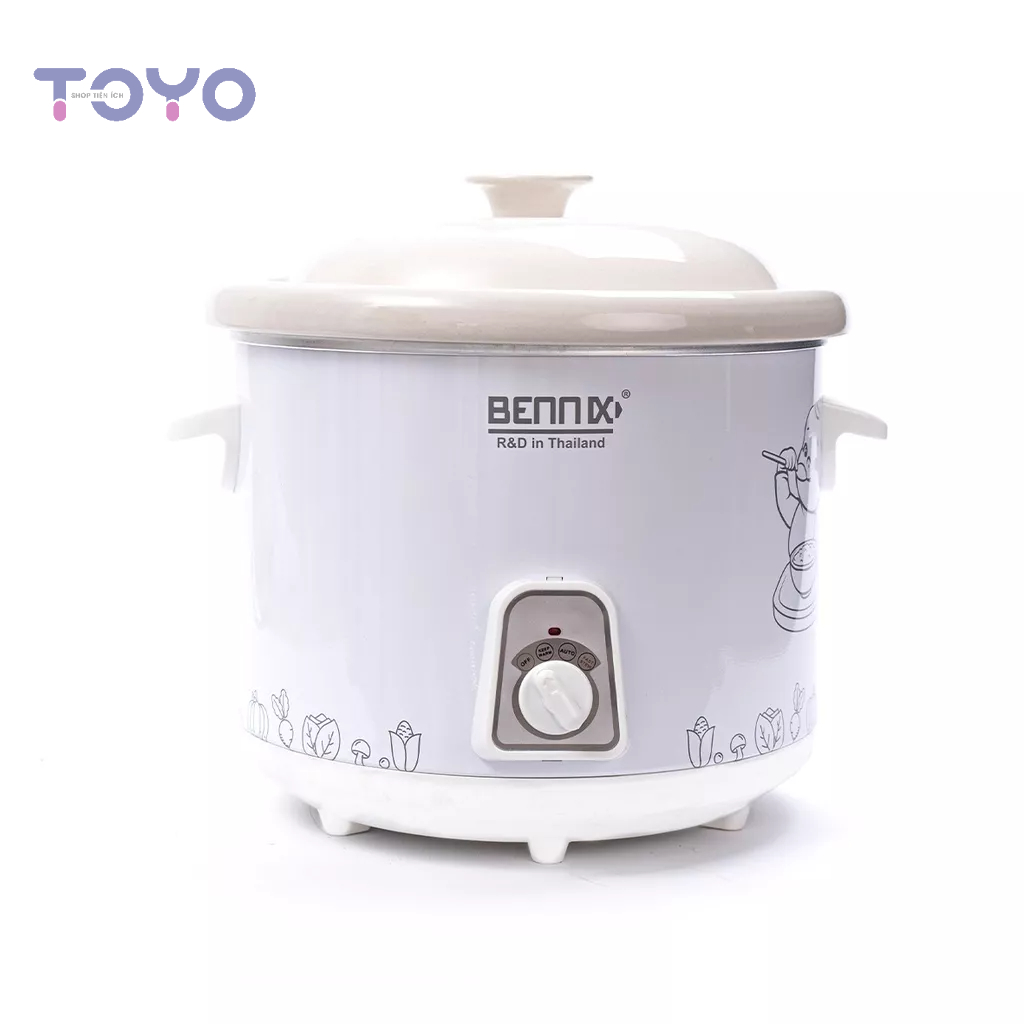 Nồi nấu chậm Thái Lan Bennix, nồi điện nấu cháo, kho cá, ninh hầm tự ngắt khi cạn dung tích 2L và 4L, hàng chính hãng