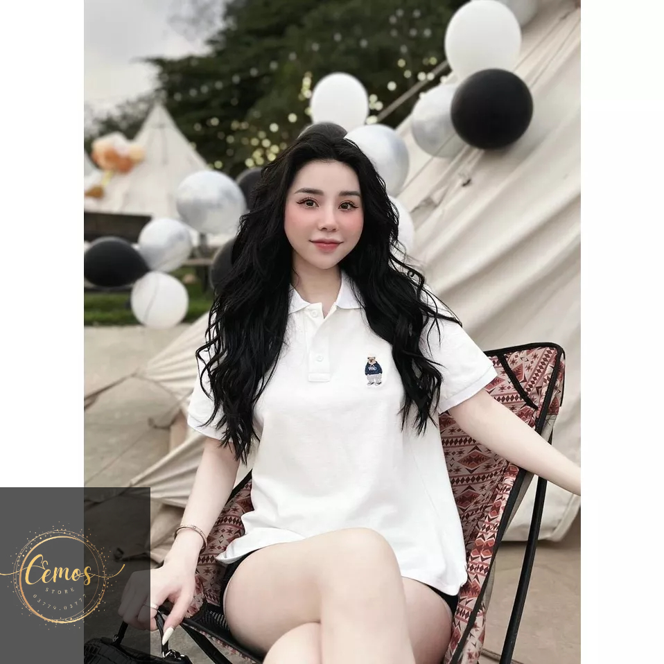 Áo phông polo có cổ Nam nữ thêu gấu Cao cấp Thương Hiệu Cemos, Áo Thun Polo Nam Nữ Có Cổ Trẻ Trung Cemos