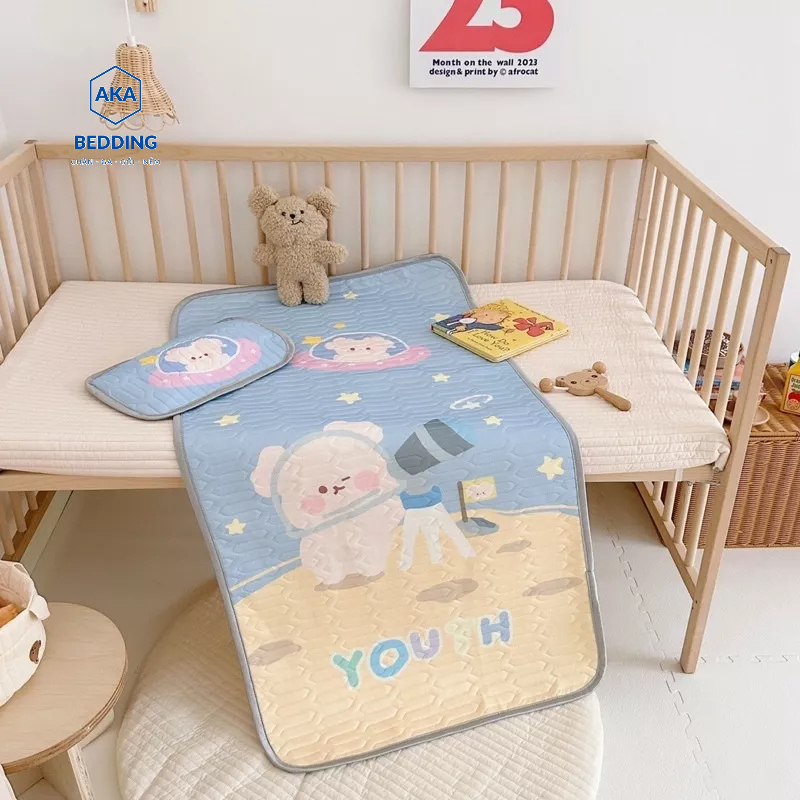 Chiếu Cao su trẻ em, để giường hoặc cũi, chất đẹp, tặng vỏ gối đồng màu, đa dạng mẫu mã