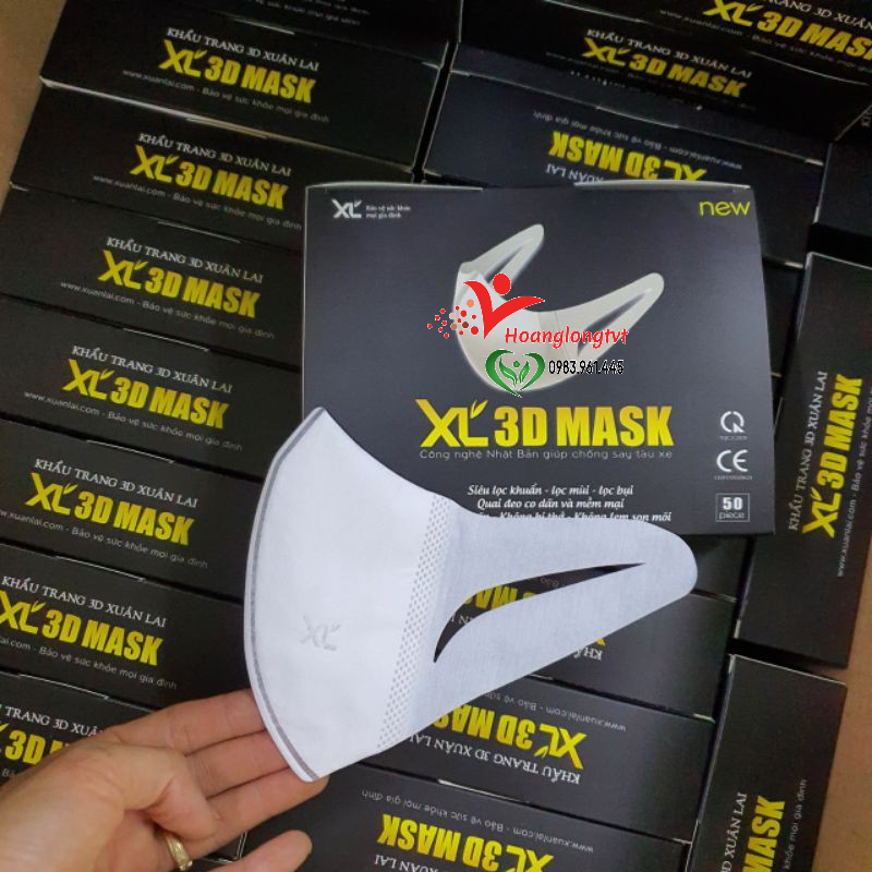 Hộp 50 chiếc khẩu trang y tế 3D mask XL Xuân Lai vỏ hộp đen