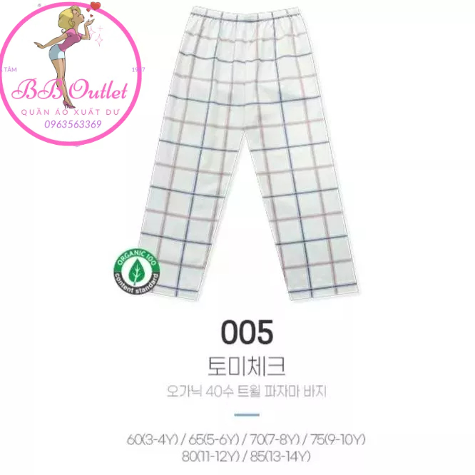 Quần thô Pyjama cotton organic xuất Hàn