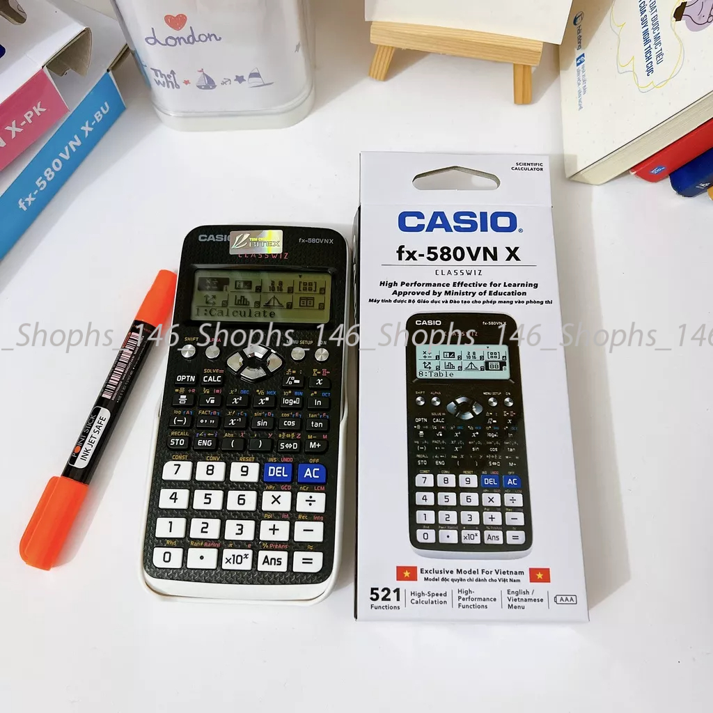 Máy Tính Học Sinh Fx 580 VNX Màu Trắng Đen Chuyển Đổi Tiếng Việt - Máy Tính Casio Giá Rẻ