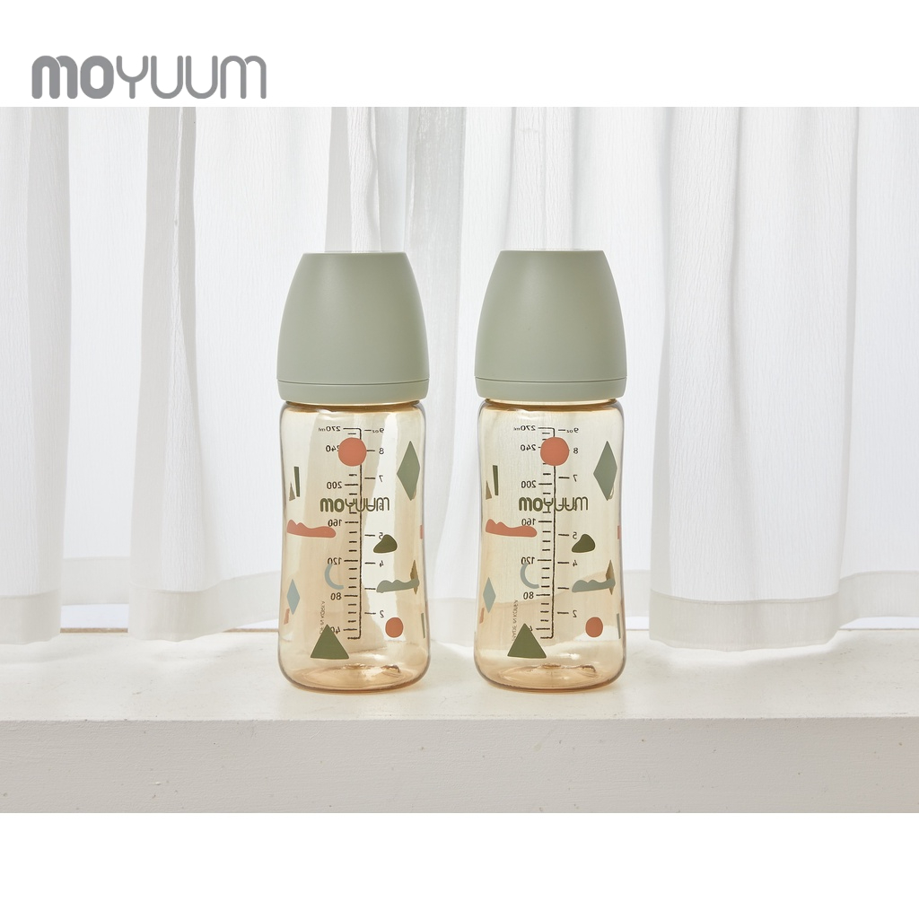 Combo Bình sữa MOYUUM nhựa PPSU 170ml (núm 0-3m) và 270ml (núm 2 - 5m) phiên bản Mây xanh