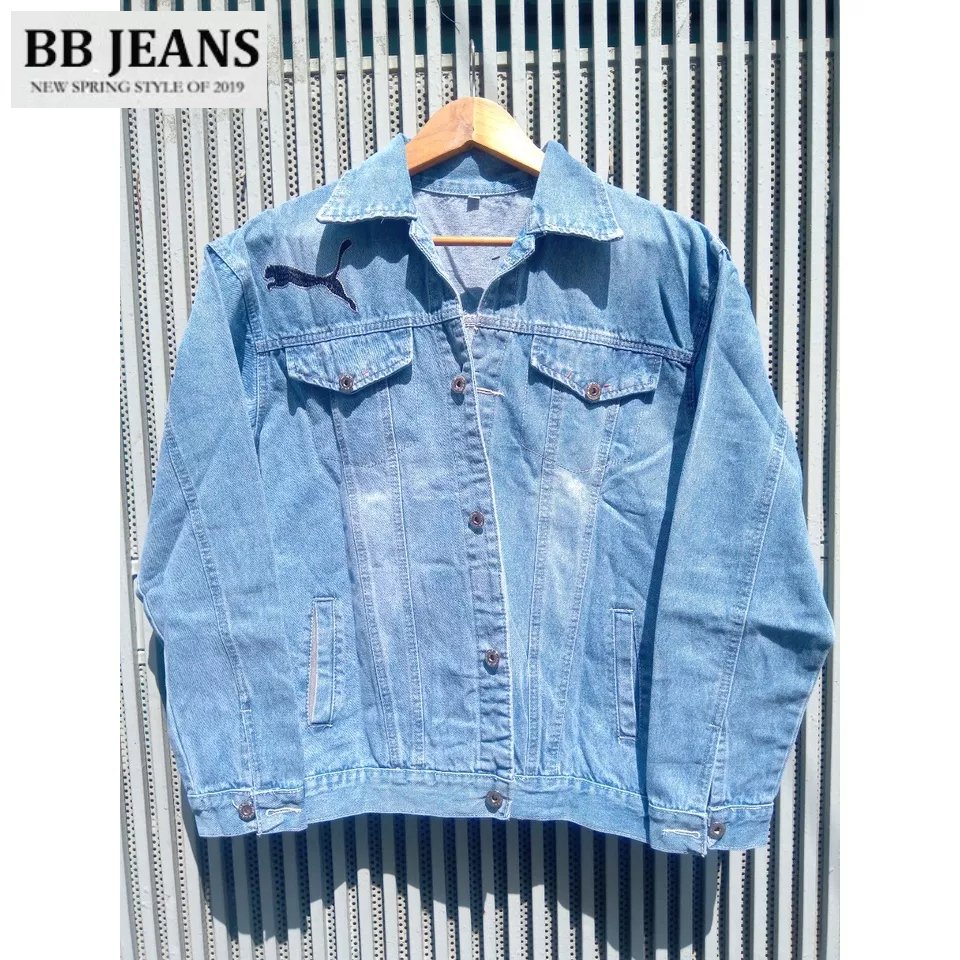 Áo khoác jean nam form body suông xanh rách 5030 cực đẹp - style PM chuẩn dáng size 40-75kg BB Jeans