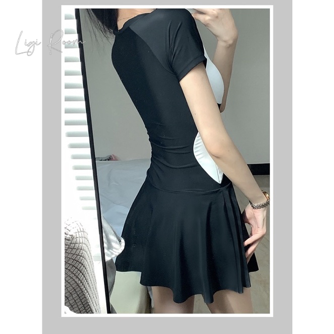 Bikini cộc tay váy xoè kín đáo, đồ bơi liền mảnh kéo khoá tôn dáng | BigBuy360 - bigbuy360.vn