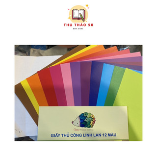 Giấy thủ công 12 màu kẻ ô mặt sau A4 / B5: 1 xấp.