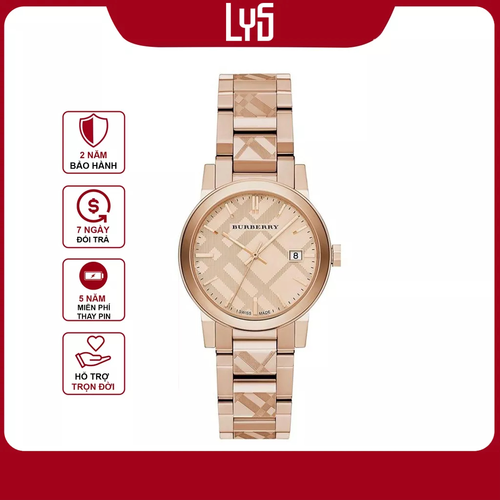 Đồng hồ nữ Burberry The City Rose Gold-Tone Ladies Watch 34mm BU9146