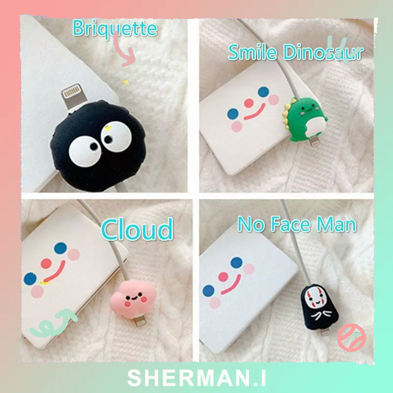 Vỏ bảo vệ cáp dữ liệu Bánh mì dễ thương Đám mây Quái vật nhỏ Phim hoạt hình-SN