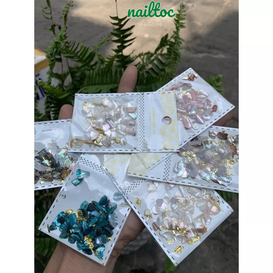 Phụ kiện charm sỏi xà cừ trang trí móng dành cho Nail