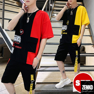 Bộ Quần Áo Thun Nam Cổ Tròn Tay Ngắn GK Và Quần Short Đùi Phối Dây Sành Điệu Zenkonam MEN QA 076