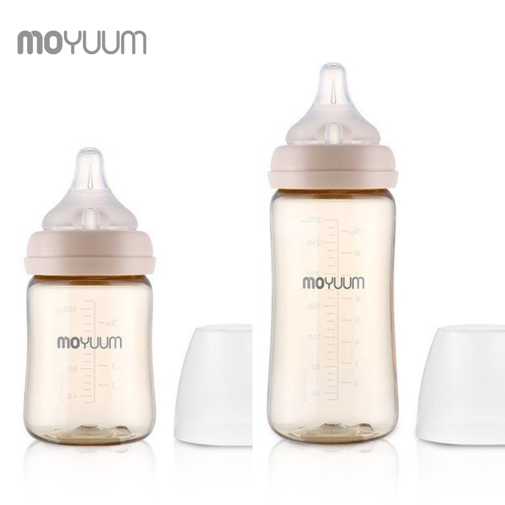 Combo Bình sữa MOYUUM nhựa PPSU 170ml (núm 0-3m) và 270ml ( núm 2-5m) phiên bản không họa tiết