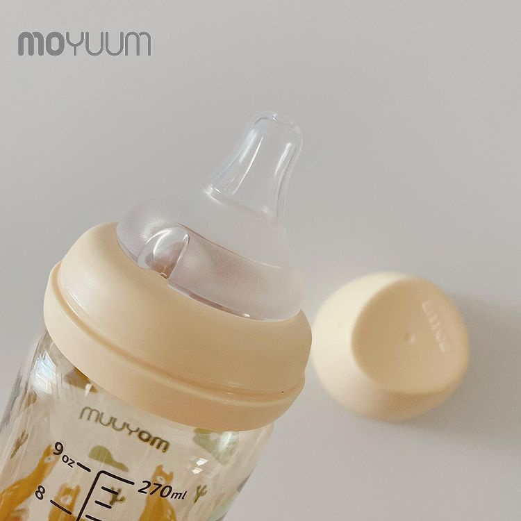 Bình sữa MOYUUM nhựa PPSU 270ml núm 2-5m phiên bản Lạc đà vàng